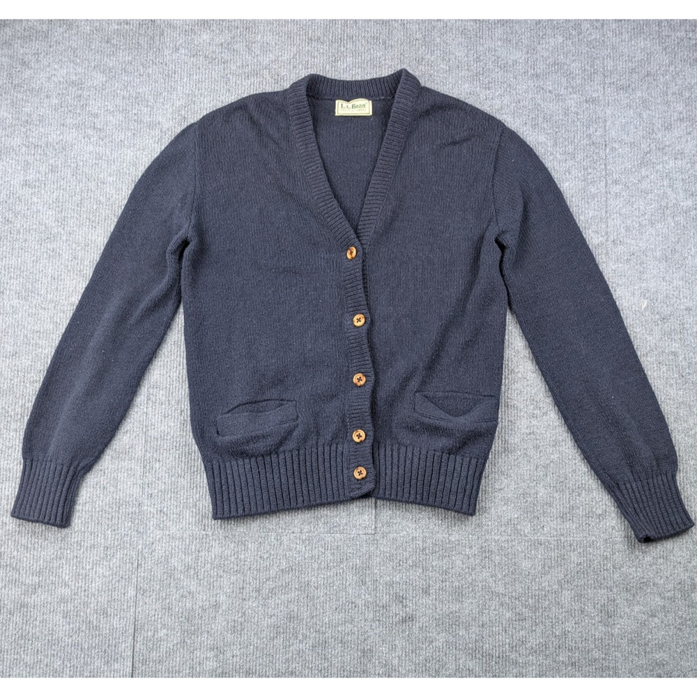 Vintage LL Bean Cardigan Womens Medium Cottage Timeless Old Money Blue Retro 90s